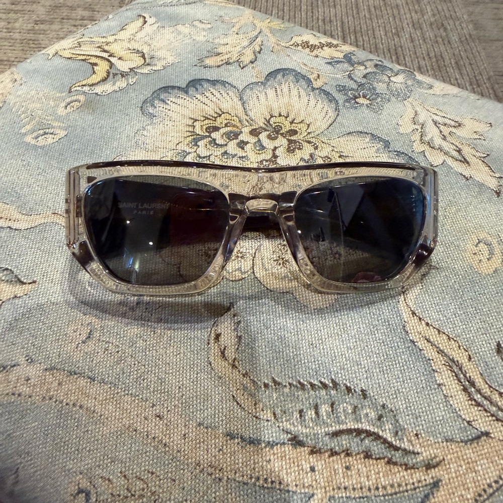 Saint Laurent Transparent Frame Black Lens Sunglasses